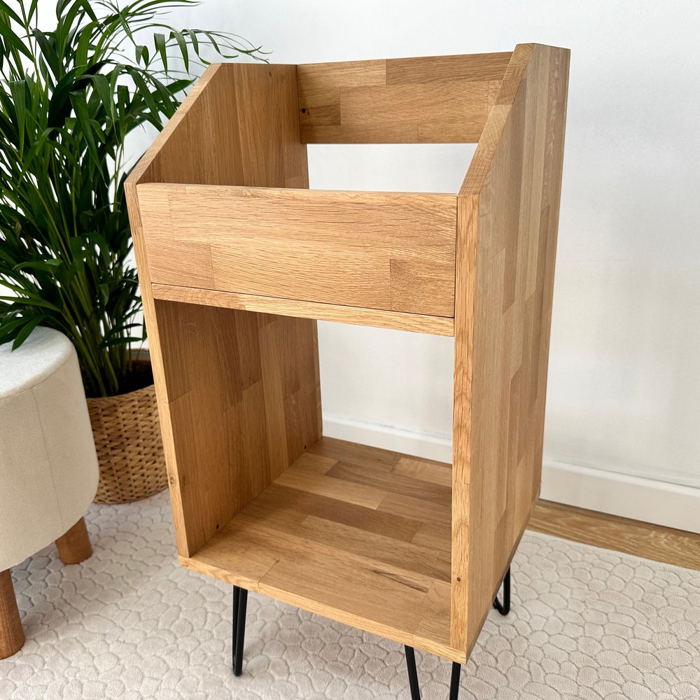 Oak Vinyl Console, Vinyl holder, Vinyl End Table, Vinyl Record Display - Image 4