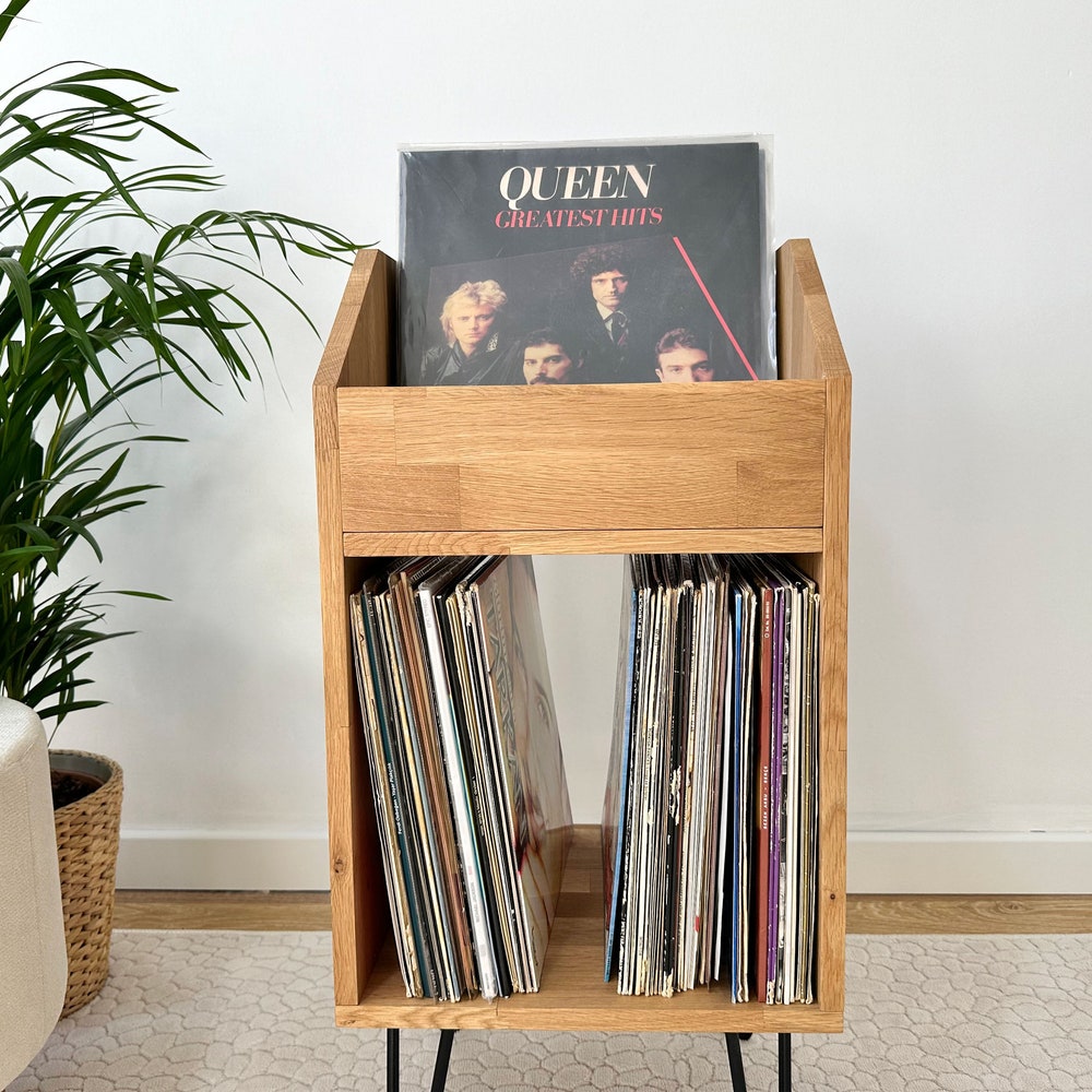 Oak Vinyl Console, Vinyl holder, Vinyl End Table, Vinyl Record Display - Image 5