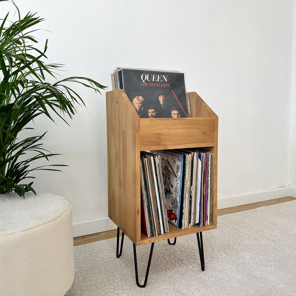 Oak Vinyl Console, Vinyl holder, Vinyl End Table, Vinyl Record Display - Image 7