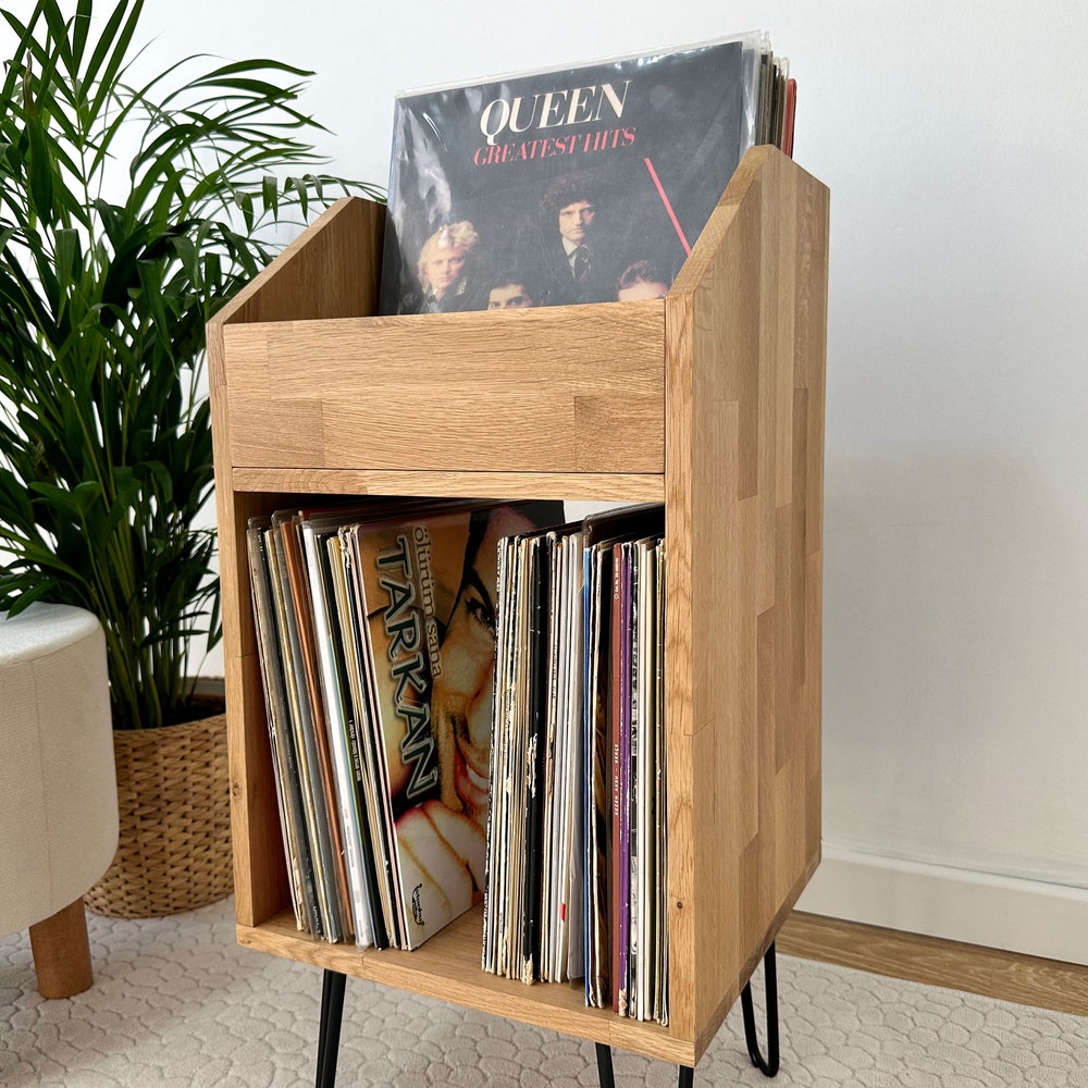 Oak Vinyl Console, Vinyl holder, Vinyl End Table, Vinyl Record Display - Image 8