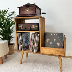 Record Player Stand, Vinyl End Table, Record Cabinet