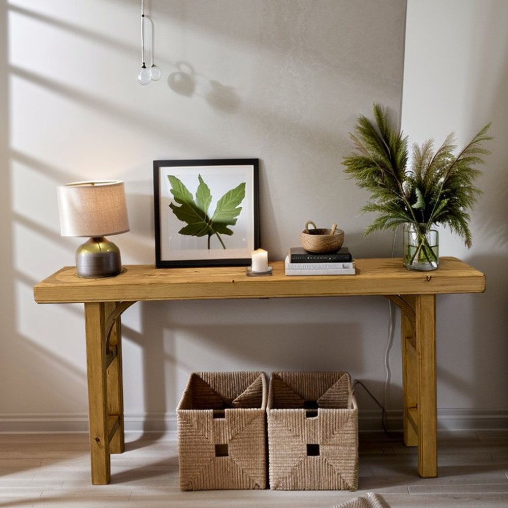 Console Table, Unique Rustic/Reclaimed Wood, Custom Farmhouse Hallway Sofa Entrway Wooden Solid Foyer Dresser Entry Table Gift for Women/Her - Image 3