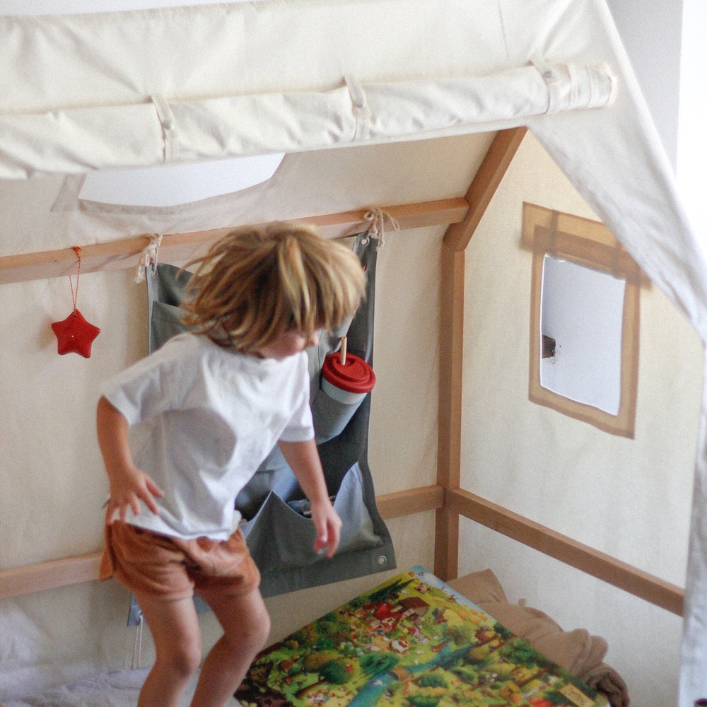 Wooden House Bed for Kids , Toddler Teepee Bed with Slats, Montessori Furniture, Children’s Bed, Christmas Gift Platform Bed Frame - Image 3