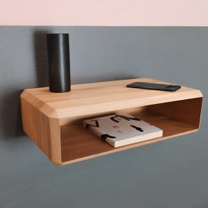 Floating Wooden Nightstand, Custom Size Bedside Wooden Table, Wall Mounted Modern Console