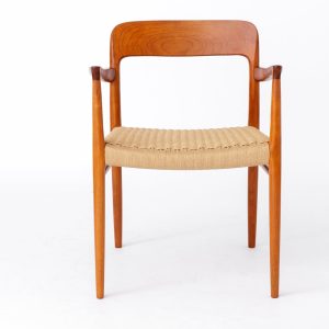 1 of 2 Armchair No. 56 by Niels Otto Møller (1954) – Teak Frame, Renewed Danish Paper Cord, 2 Available, Worldwide Shipping
