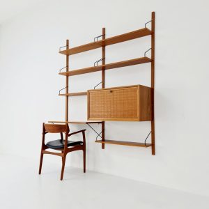Mid century Danish Teak Wall Unit with bar cabinet & Desk by Poul Cadovius for Royal, Denmark, 1960s