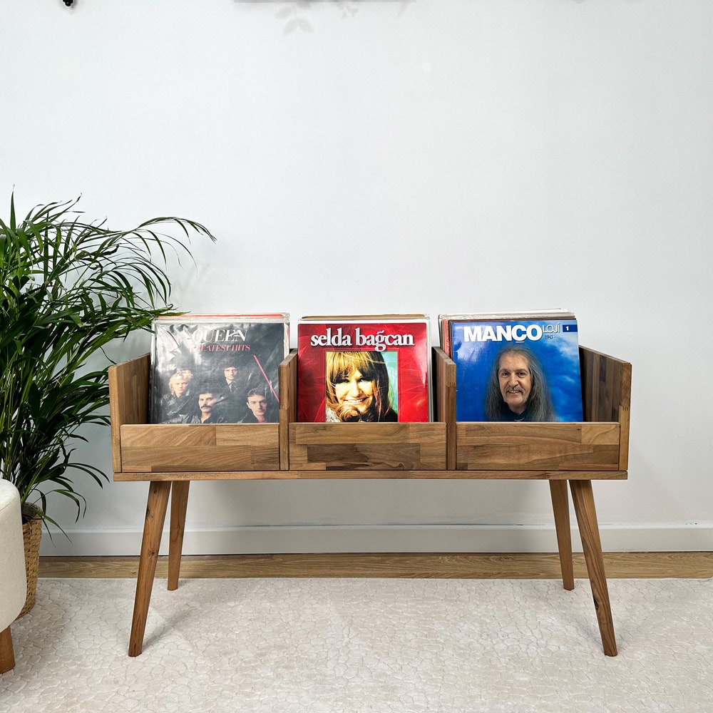 Walnut Vinyl Console, Vinyl Display, Vinyl Holder