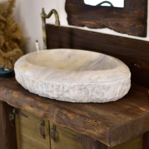 Marble Stone Round Handmade, Bathroom Sink Vanity, Marble Bowl, Bowl Sink, Stone Vessel Sink, Kitchen Sink, Irregular Shape Marble Stone