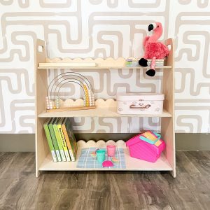 il_1000x1000.5927094614_1z3k.jpg RAY Montessori Scalloped Toy Shelf Toddler Toyshelf Montessori Wooden Furniture Nursery Gift Wooden Toy Storage Playroom Decor Kids Room