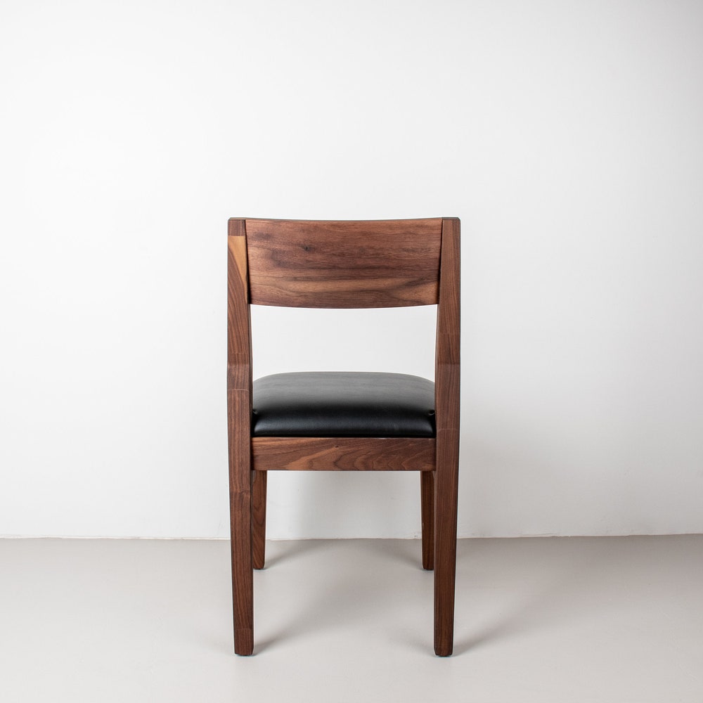 Wood Dining Chair with Upholstered Seat, Solid Walnut Chair, Black Faux Leather Wood Chair for Kitchen or Dining Room, Custom Dining Chair - Image 5