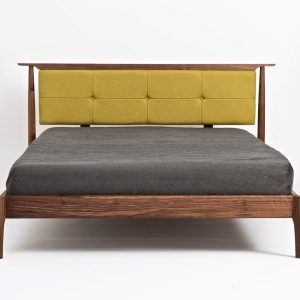 Mid Century Modern Platform Storage Bed | King Size Solid Wood upholstered headboard bed frame | Queen Full Twin | Bed No. 3