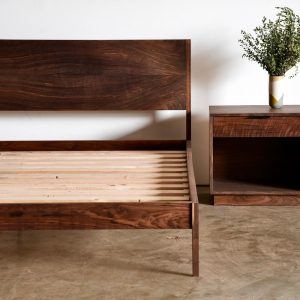 Mid Century Modern Walnut Platform Bed / Solid Walnut Storage Bed Option / Hardwood Bed Frame Handmade In Walnut