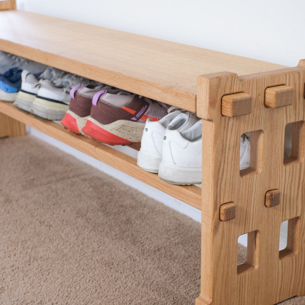 Shoes Bench Shoe Rack Bench Entryway Shoe Rack Storage Bench with Shelf Solid Wood Bench Oak Shoe Bench, Custom Gift - Image 8