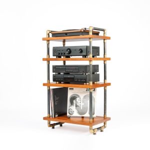 NEW 3 in 1 rack, Lp Turntable Storage, Handmade Record Player Stand, Industrial Vinyl Table, Media Hifi TV Unit