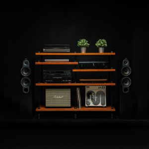 6 in 1 audio rack, Threaded Rods Double stand, LP Turntable Storage, Record Player Stand, Industrial Vinyl Table