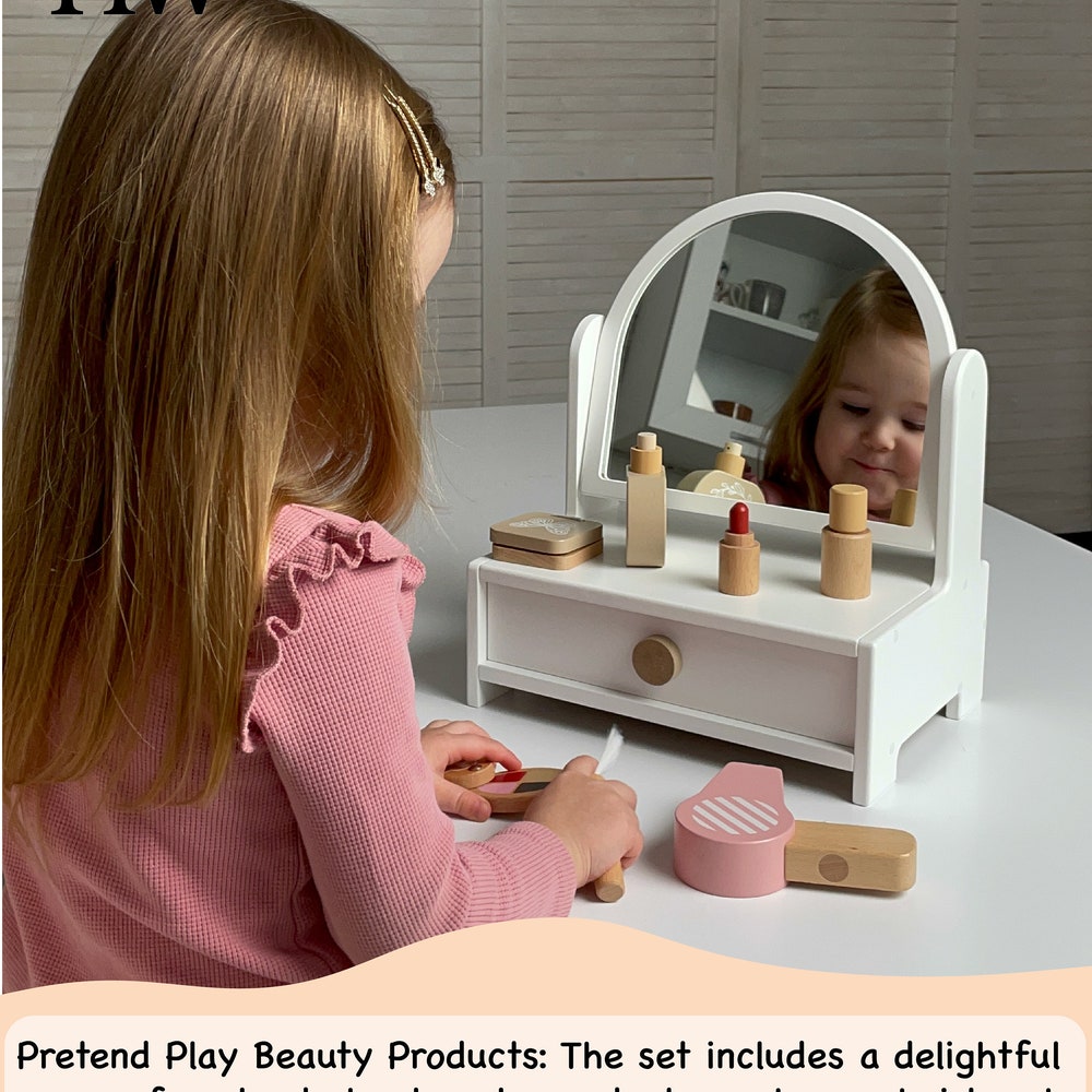 Kitten mirror Vanity Table, Personalized Birthday Gifts, children's gift Christmas, toddler little girl makeup vanity - Image 9