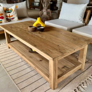 Rustic Farmhouse Coffee Table with Shelf, Natural Wood Coffee Table, LivingRoom Furniture, Patio Coffee Table Reclaimed Wood