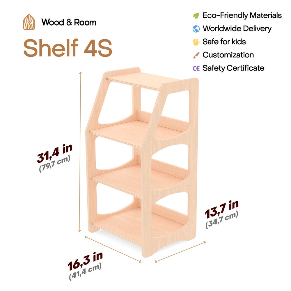 Wooden Clothing Rack with Shelves + 10 Hangers, Toddler Wardrobe, Kids and Baby clothing, Nursery Furniture, Baby shower, Montessori shelves - Image 10