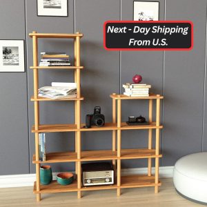 il_1000x1000.5958927398_bmad.jpg Custom Design Solid Beech Wood Bookshelf With 6 Shelves for Living Room, Solid Wood Display Shelves for Office, Decorative Open Bookcase