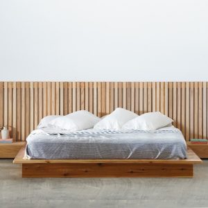 The Cody - Platform Bed Frame and Headboard - Extended Headboard - Solid Wood - Floating Drawers - Handmade in USA
