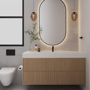 Custom Oak Wood veneer Vanity Floating , Floating 30 inches , Fluted Oak , Crown Oak , Solid , Modern Vanity