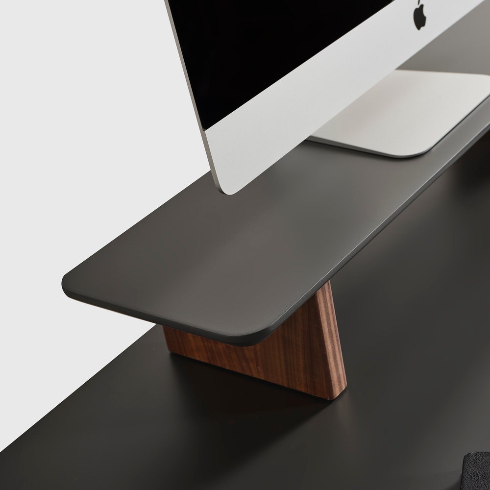 Minimalist Wooden Monitor Stand, 38 Inch Desk Riser in Anthracite or Cream, Custom Size Computer Screen Shelf, Modern Ergonomic Wood Stand - Image 9