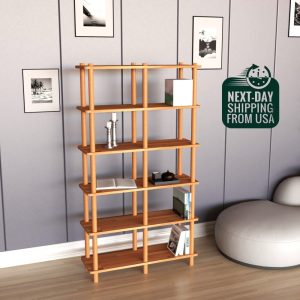 il_1000x1000.5975299118_m05d.jpg Custom Sizes Solid Wood Office Bookcase, Minimalist Solid Wood Short Bookshelf, Entryway Wall Bookcase Unit, Customizable Size Bookcase