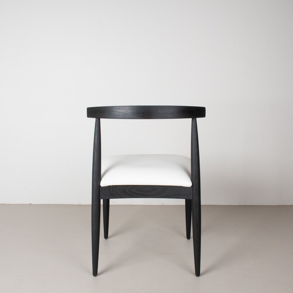 Modern Black Dining Chair, Oak Dining Room Chair, Black Chair with White Faux Leather Seat, Modern Wood Dining Chair, Minimalist Wood Chair - Image 6