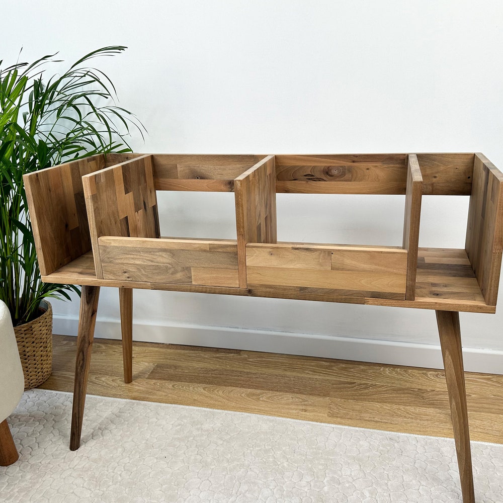 Walnut Vinyl Console, Vinyl End Table, Vinyl Display - Image 8