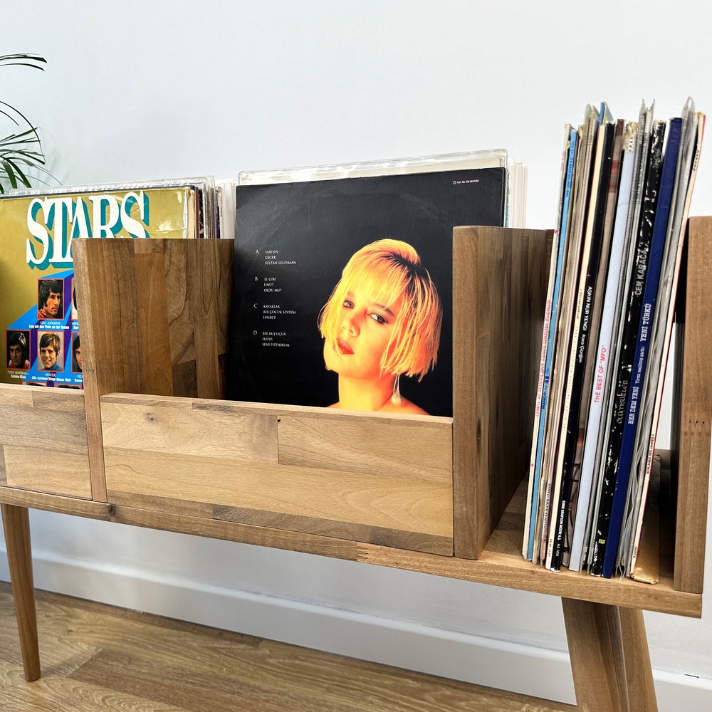 Walnut Vinyl Console, Vinyl End Table, Vinyl Display - Image 4