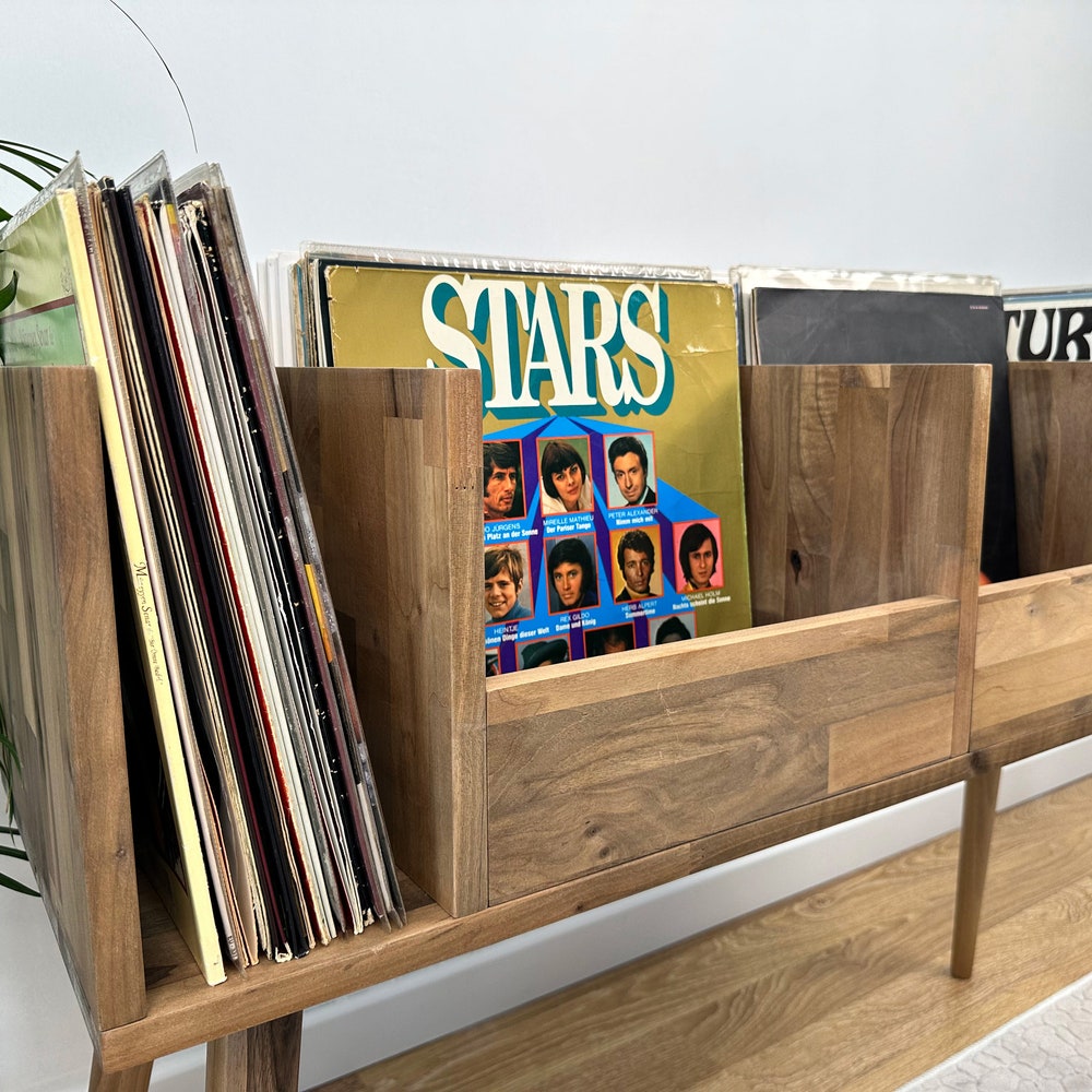 Walnut Vinyl Console, Vinyl End Table, Vinyl Display - Image 5