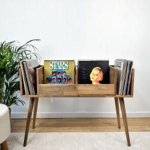 Walnut Vinyl Console, Vinyl End Table, Vinyl Display