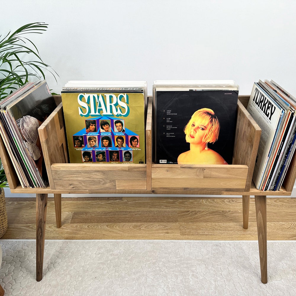 Walnut Vinyl Console, Vinyl End Table, Vinyl Display - Image 7