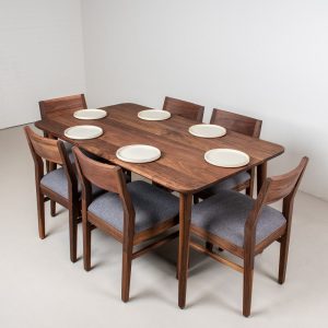 Mid Century Modern Dining Furniture, Walnut Dining Table and Chair Set, MidCentury Wood Table, Mid Century Modern Dining Chairs Set