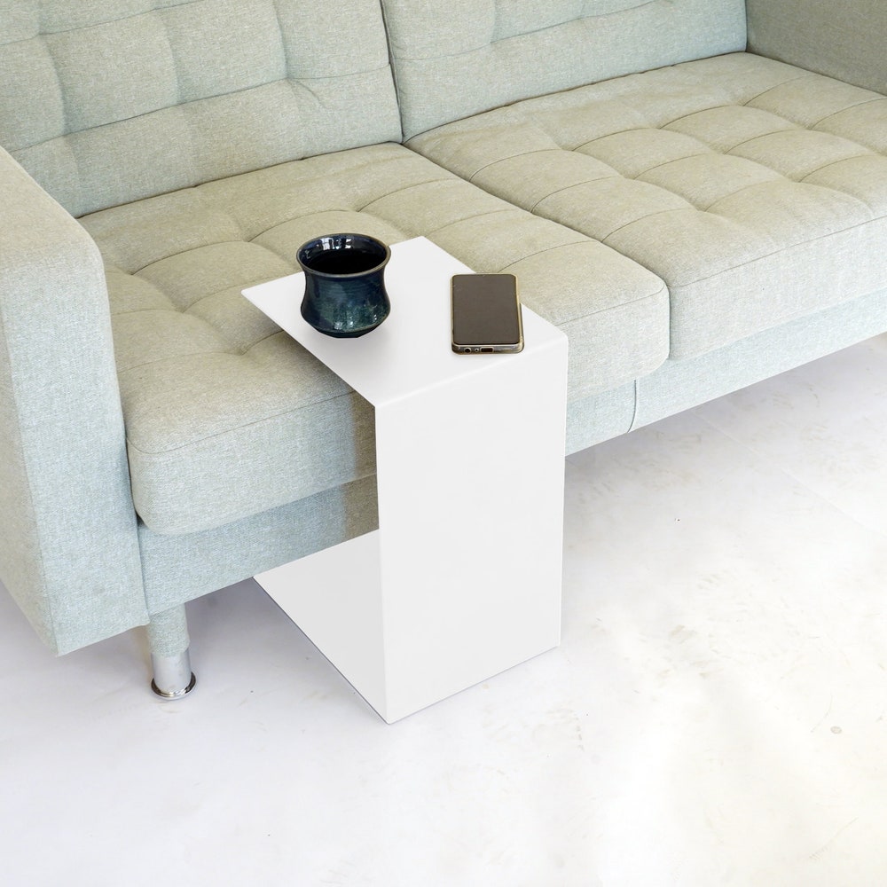 Sofa Table | Metal Coffee Table | White C Table | C Shaped Metal Coffee Table - Image 8