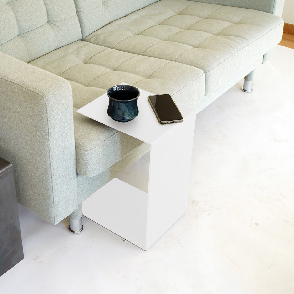 Sofa Table | Metal Coffee Table | White C Table | C Shaped Metal Coffee Table - Image 9