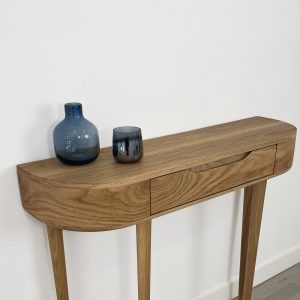 Console Table with drawer and 4 Legs in solid American Oak or Walnut
