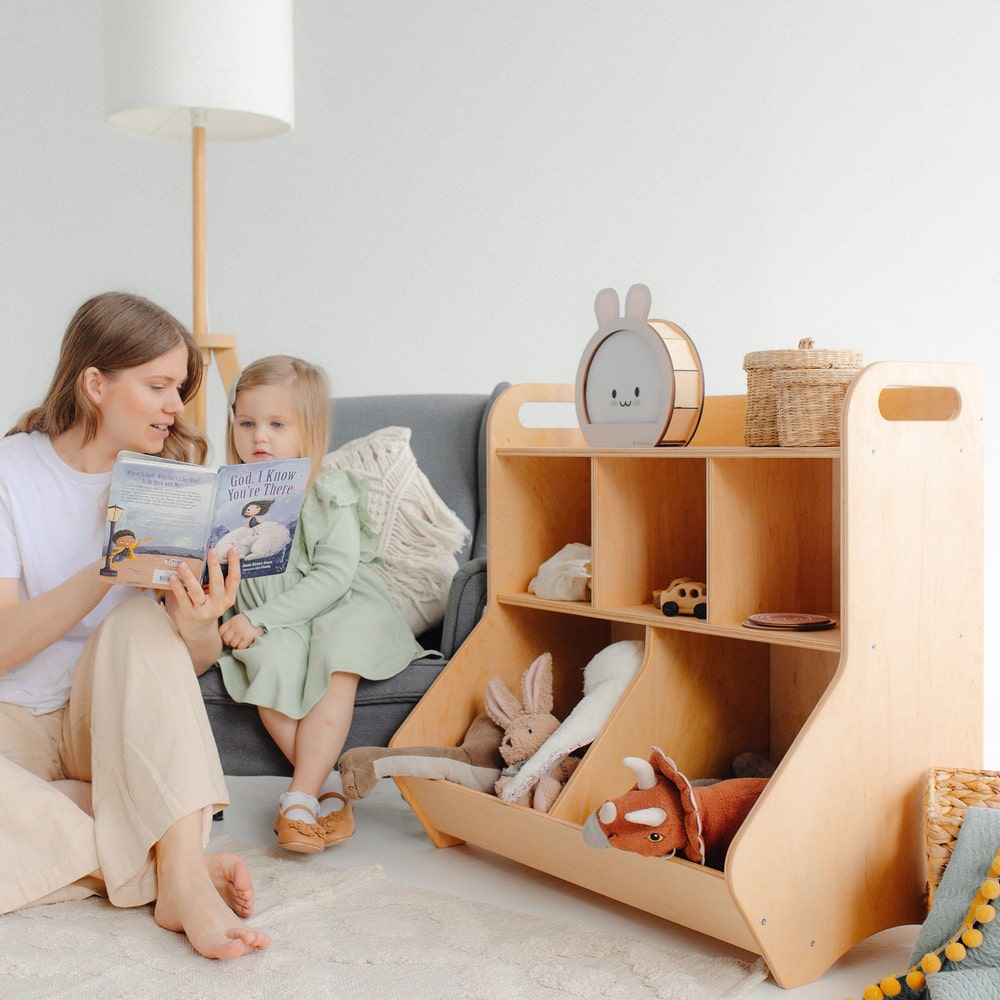 Montessori-Inspired Toy Storage Shelf - Handmade Kids Room Organizer, Montessori furniture, Toddler bookshelf, Classroom open shelf