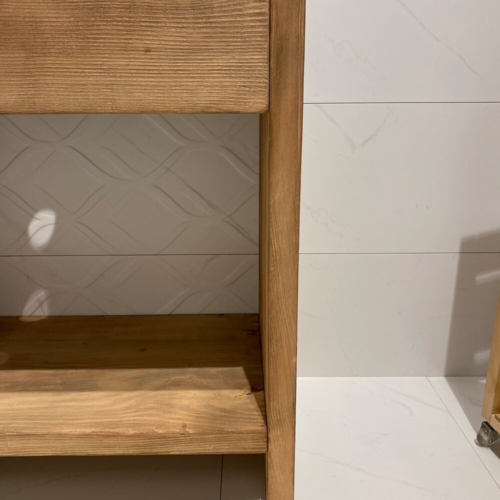 Bathroom Rustic Vanity, Reclaimed Wood Solid Bathroom Vanity, Live Edge Farmhouse Rustic Wood Decor, Counter Top Wood Table - Image 7