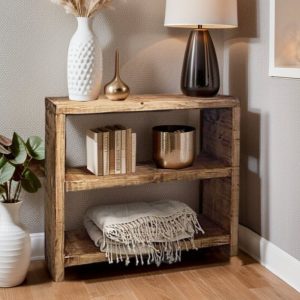 Oak Wood Rustic Reclaimed Console Table, Farmhouse Hallway Entryway Furniture, Customizable Handmade Sofa Table, Gift for Her/Woman