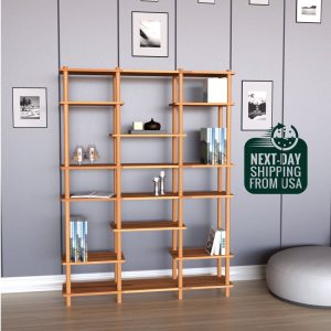 il_1000x1000.5990996524_gciw.jpg Custom Design Handmade Solid Wood Large Bookcase with 8 Shelves for Living Room, Customizable Bookshelf for Office, Solid Wood Tall Bookcase