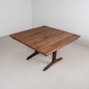 Square Walnut Dining Table with Leaves, Solid Wood Extension Table, Extendable Walnut Table, Extendable Square Dining Table