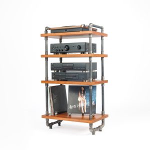 NEW 3 in 1 rack, Lp Turntable Storage, Handmade Record Player Stand, Industrial Vinyl Table, Media Hifi TV Unit