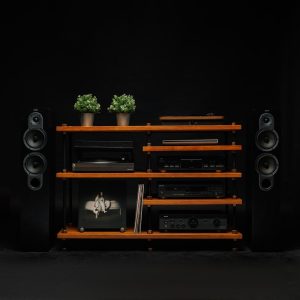 6 in 1 audio rack, Threaded Rods Double stand, LP Turntable Storage, Record Player Stand, Industrial Vinyl Table