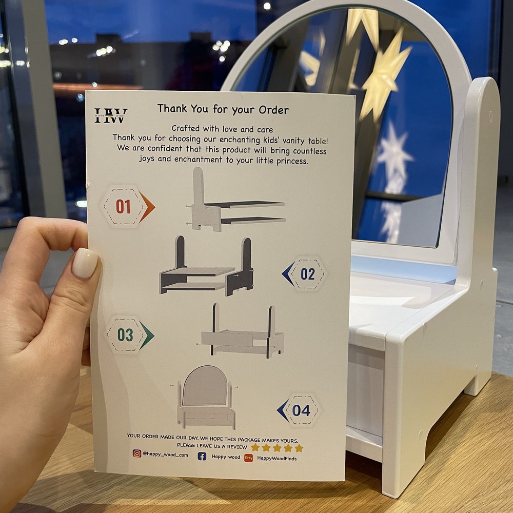 Kids Vanity Table with Mirror, Personalized Birthday Gifts, children's gift Christmas, toddler little girl makeup vanity - Image 9