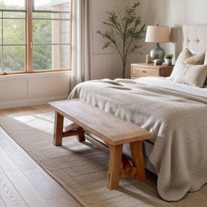 Handcrafted End of Bed Bench in Queen or King Size - Bedroom Elegance and Comfort, Solid Wood End of Bed Bench, Gift for Her/Woman