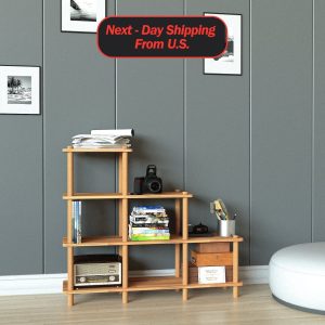 il_1000x1000.5995236245_qolm.jpg Custom Design Solid Wood Ladder Shape Open Bookcase for Office, Solid Wood Object Display for Living Room, Ladder Shape Modern Bookcase