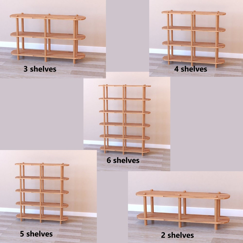 Personalizable Sizes Solid Wood Short Bookcase With 3 Shelves, Solid Wood Large Media Console/TV Stand, Minimalist Entertainment Center - Image 10