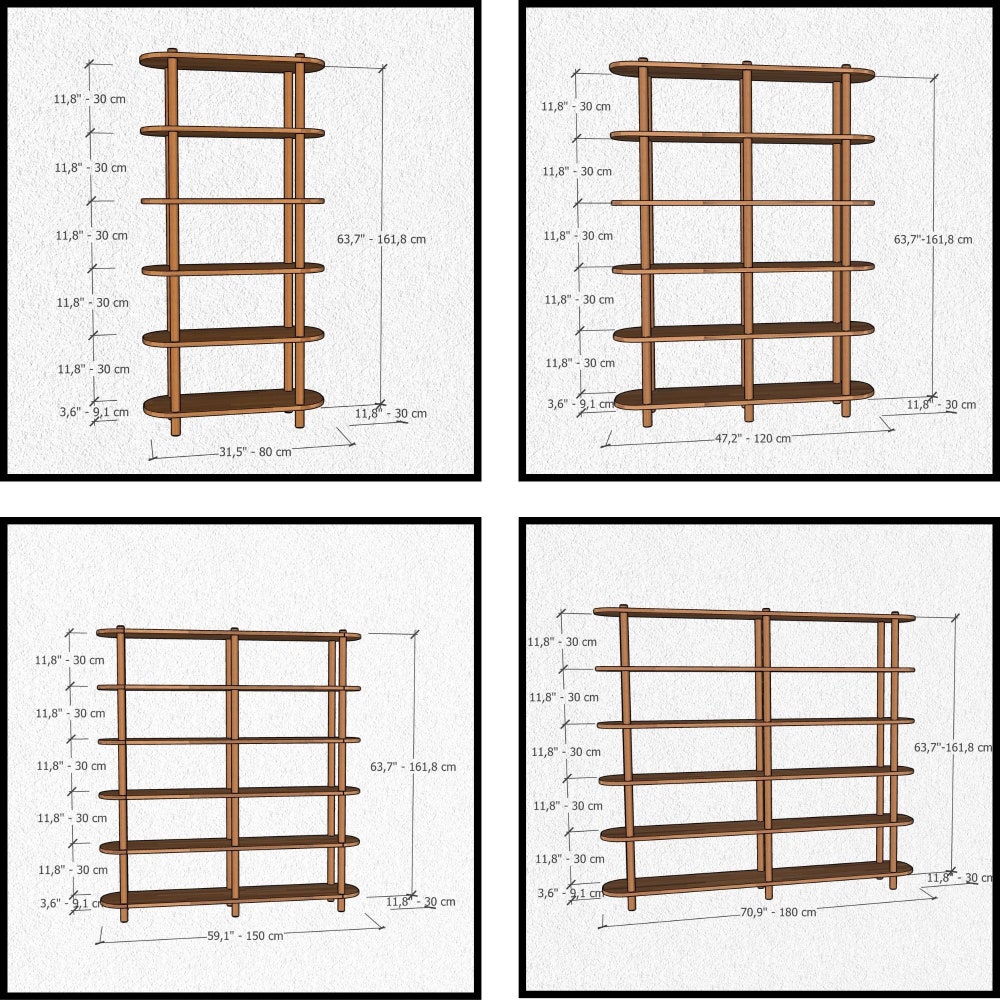 Personalizable Sizes Solid Wood Short Bookcase With 3 Shelves, Solid Wood Large Media Console/TV Stand, Minimalist Entertainment Center - Image 11