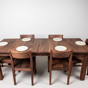 Walnut Dining Table with Walnut Dining Chairs, Walnut Tables Extendable, Kitchen Table and Chairs Set, Small Extendable Custom Dining Table